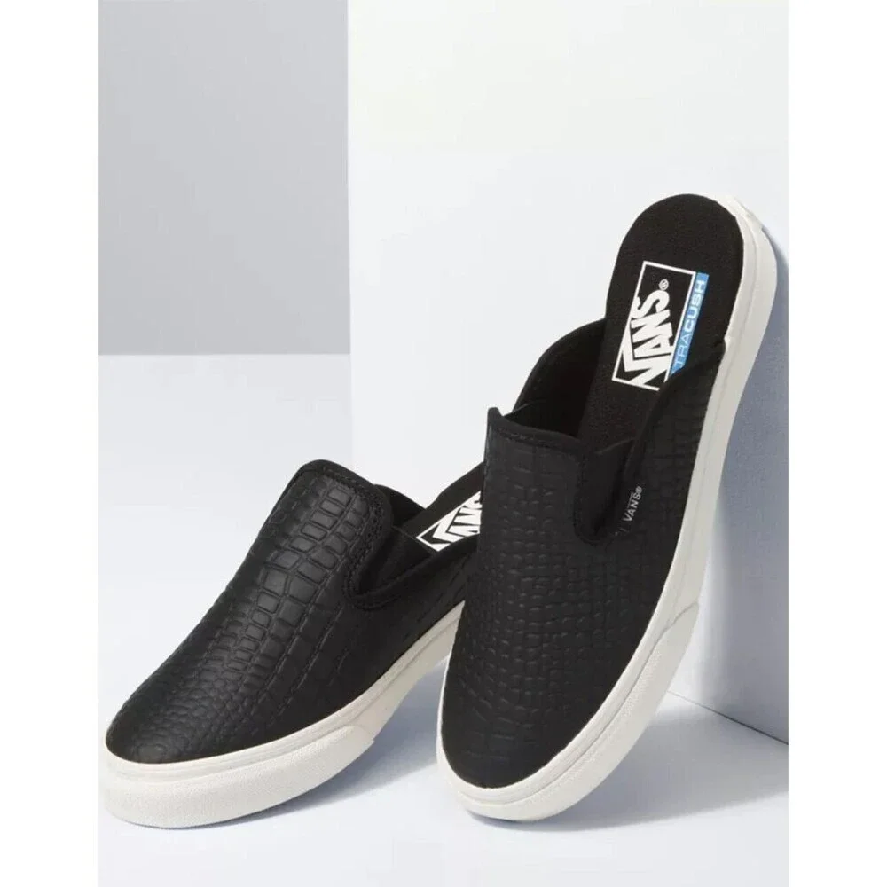Vans Classic VN0A4P3UVYE Mule Mens 4 Black Leather Slip On Casual Shoes JOBB1993